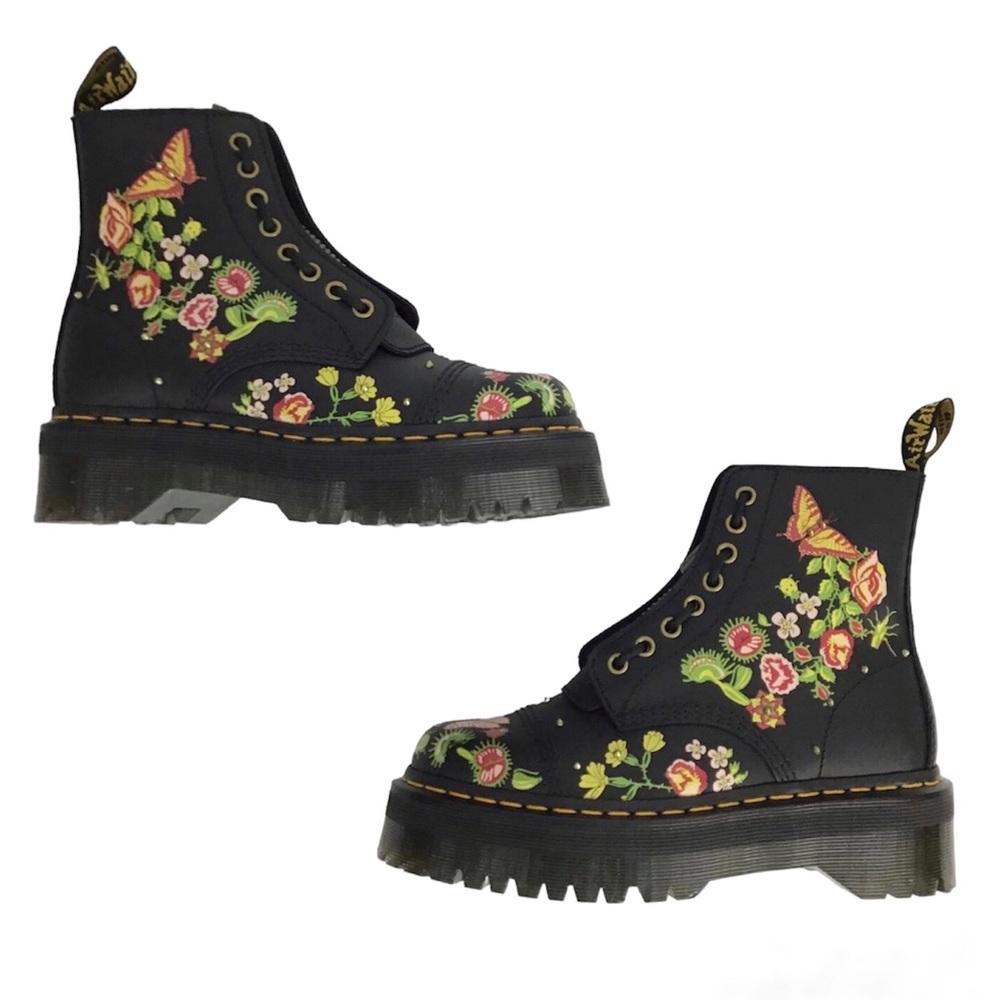 Dr. Martens Sinclair Bloom Quad Retro Platform Black Floral